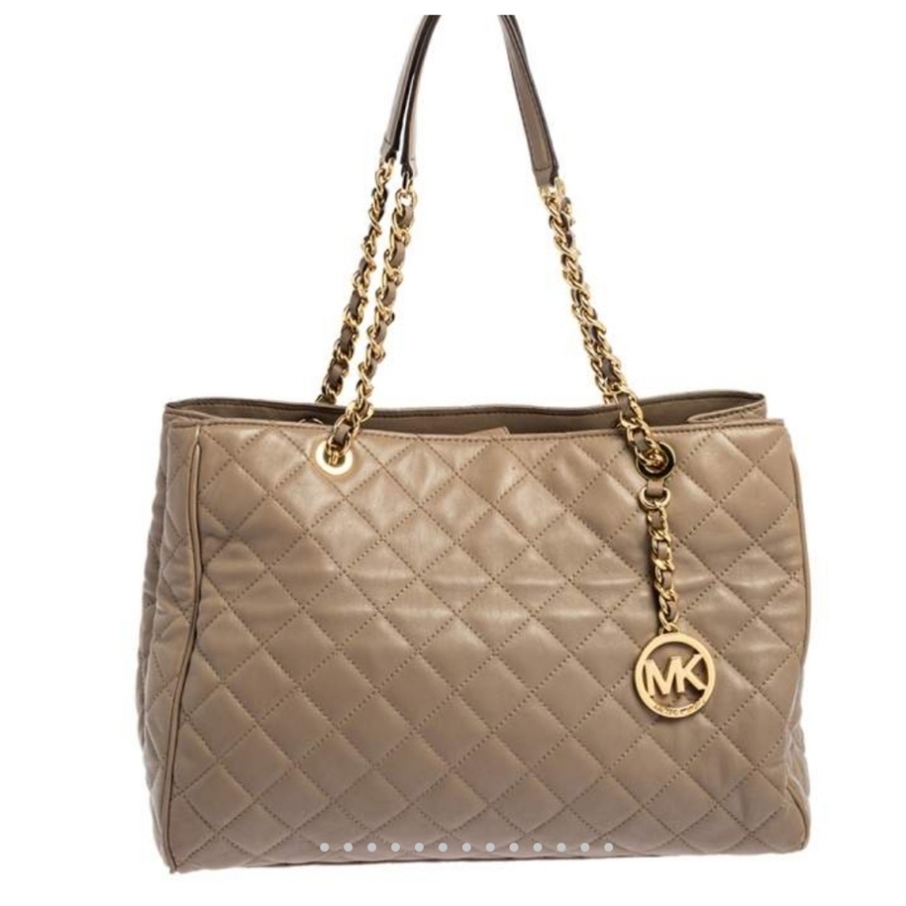 Michael Kors Tan Susannah Quilted Tote Bag